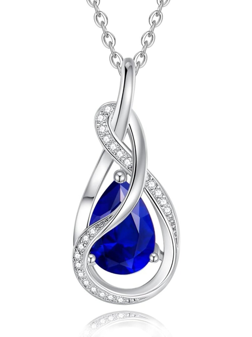 Elegant Birthstone Necklace with Ribbon Design Pendant - Perfect Gift for Women